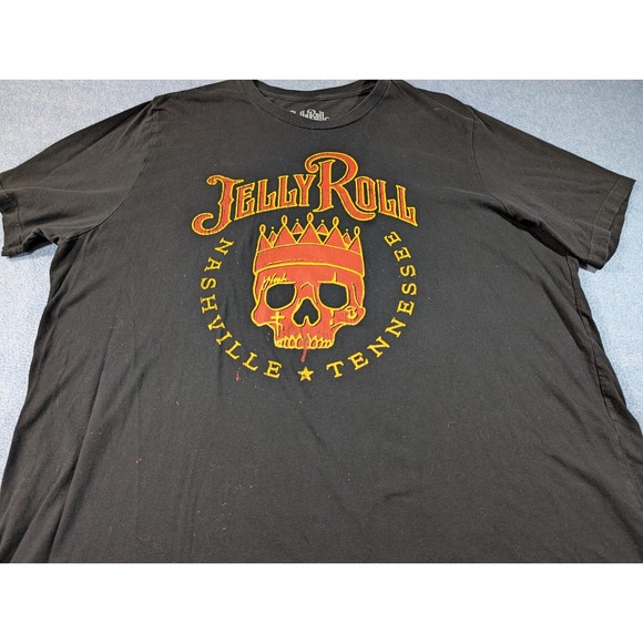 Jelly Roll Other - Jelly Roll Nashville Tennessee Crowned Skull Graphic T-Shirt Black 3XL